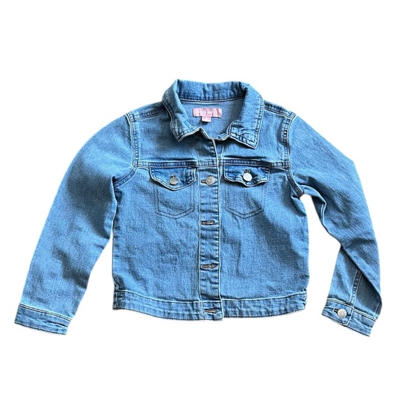 BCBGirls Blue Denim Medium Wash Girls Jean Jacket Size S 7/8 - Picture 1 of 4